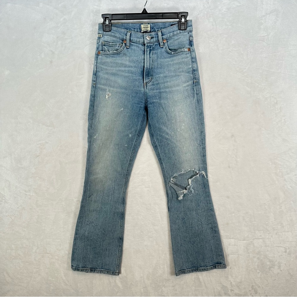 Citizen of Humanity Demy Jeans Womens 25 Cropped Flare Distressed Denim Designer